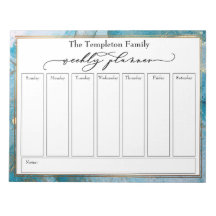 Elegant Script Weekly Planner Blauwgroen & Gold Ar