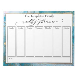 Elegant Script Weekly Planner Blauwgroen & Gold Ar Notitieblok