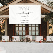 Elegant Script Welcome Wedding Hanging Sign Spandoek