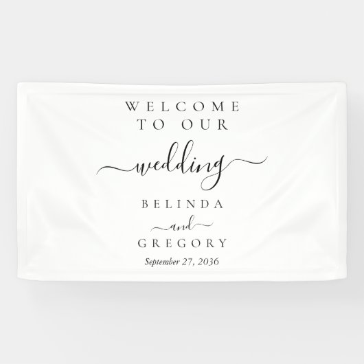 Elegant Script Welcome Wedding Hanging Sign Spandoek (Horizontaal)