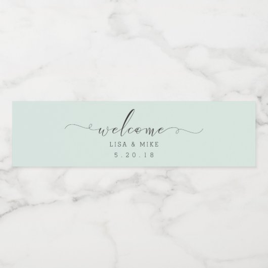 Elegant Script Welcome Wedding Water Bottle Labels Waterfles Etiket (Enkel label)