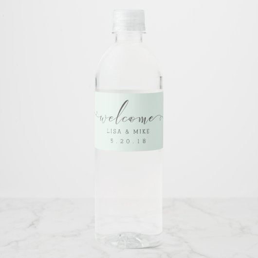 Elegant Script Welcome Wedding Water Bottle Labels Waterfles Etiket (Voorkant)