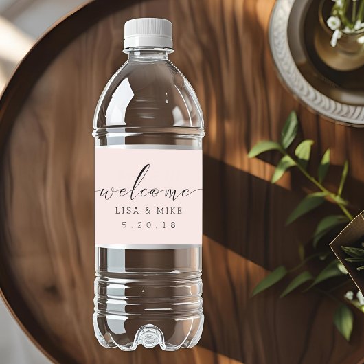 Elegant Script Welcome Wedding Water Bottle Labels Waterfles Etiket