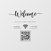 Elegant Script Welcome WIFI Scannable QR Code Raamsticker (Vel)