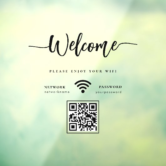 Elegant Script Welcome WIFI Scannable QR Code Raamsticker (Vel 3)