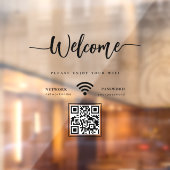 Elegant Script Welcome WIFI Scannable QR Code Raamsticker (Vel 2)