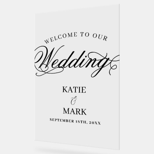 Elegant Script Welkom bij ons trouwbord Acryl Bord (Hoek)