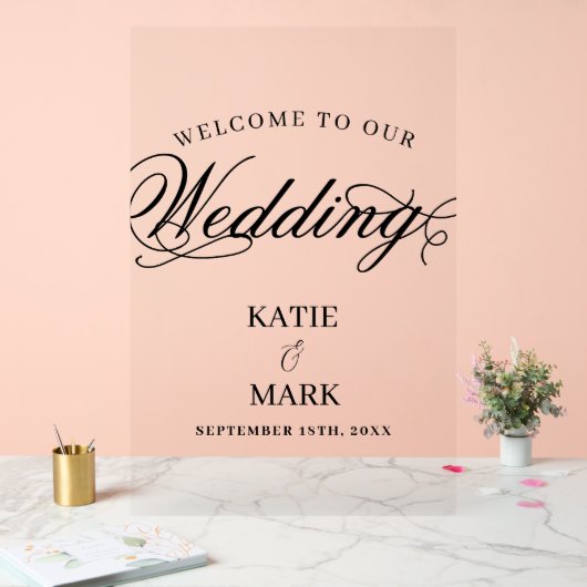 Elegant Script Welkom bij ons trouwbord Acryl Bord (Huwelijk)