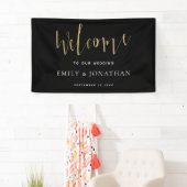 Elegant Script Welkom Weduwschap Gold Black Spandoek (Insitu)