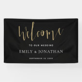 Elegant Script Welkom Weduwschap Gold Black Spandoek (Horizontaal)