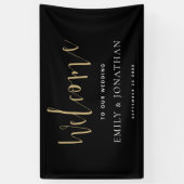 Elegant Script Welkom Weduwschap Gold Black Spandoek (Verticaal)