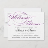 Elegant Script Welkome diner Uitnodiging Paars (Voorkant)