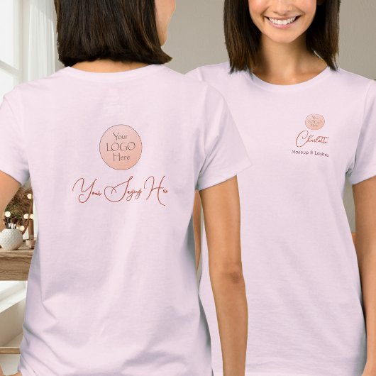 Elegant Script Werknemersnaam Zakelijk Logo Make-u T-shirt