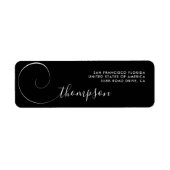 Elegant Script White Black Wedding Return Address Etiket (Voorkant)