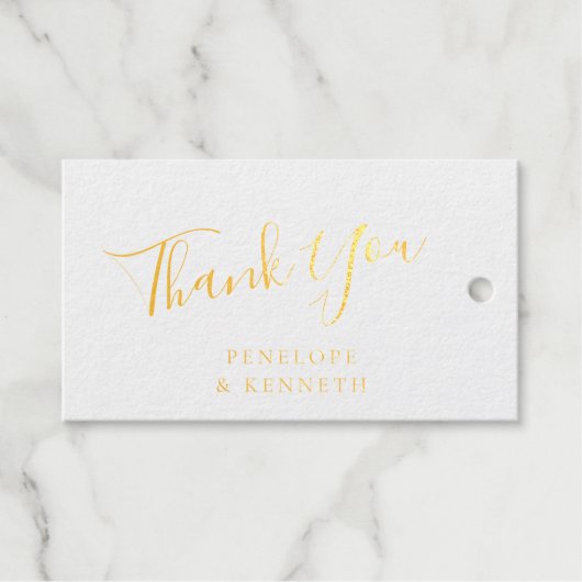 Elegant Script White Custom Weddenschap Bedankt Go Cadeaulabels (Voorkant (horizontaal))