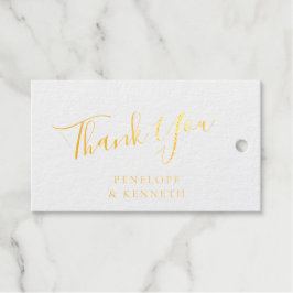 Elegant Script White Custom Weddenschap Bedankt Go Cadeaulabels