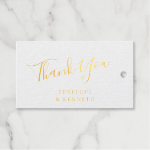 Elegant Script White Custom Weddenschap Bedankt Go Cadeaulabels