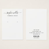 Elegant Script White Earring Display Holder Visitekaartje (Voorkant /achterkant)