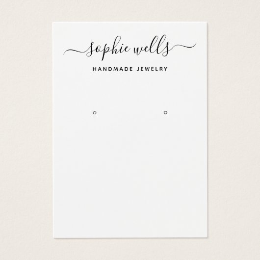 Elegant Script White Earring Display Holder Visitekaartje (Voorkant)