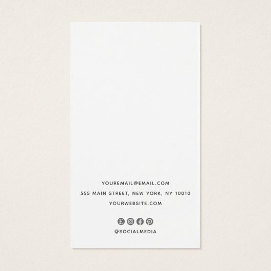 Elegant Script White Earring Display Holder Visitekaartje (Achterkant)