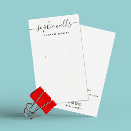 Elegant Script White Earring Display Holder Visitekaartje