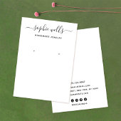 Elegant Script White Earring Display Holder Visitekaartje