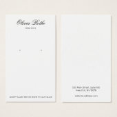 Elegant Script White Earring Display Kaart (Voorkant /achterkant)