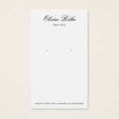 Elegant Script White Earring Display Kaart (Voorkant)