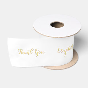 Elegant Script White Faux Gold Gift Wrapping Satijnen Lint