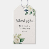 Elegant Script White Flowers Botanical Wedding Cadeaulabel (Voorkant)