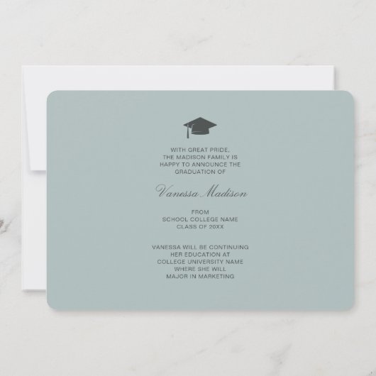 Elegant Script White Flowers | Modern Photo Afstud Aankondiging (Achterkant)