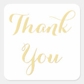 Elegant Script White Gold Party Favors Hartelijk d Vierkante Sticker (Voorkant)