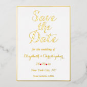 Elegant Script White Gold Wedding Save the Date Folie Uitnodiging (Voorkant)