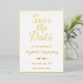 Elegant Script White Gold Wedding Save the Date Folie Uitnodiging (Staand Voorkant)