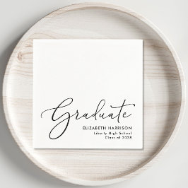 Elegant Script White Graduation Party Servet