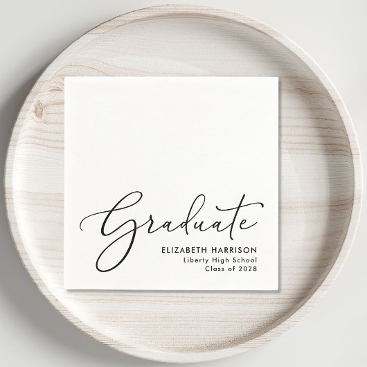 Elegant Script White Graduation Party Servet