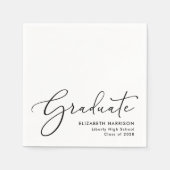 Elegant Script White Graduation Party Servet (Voorkant)