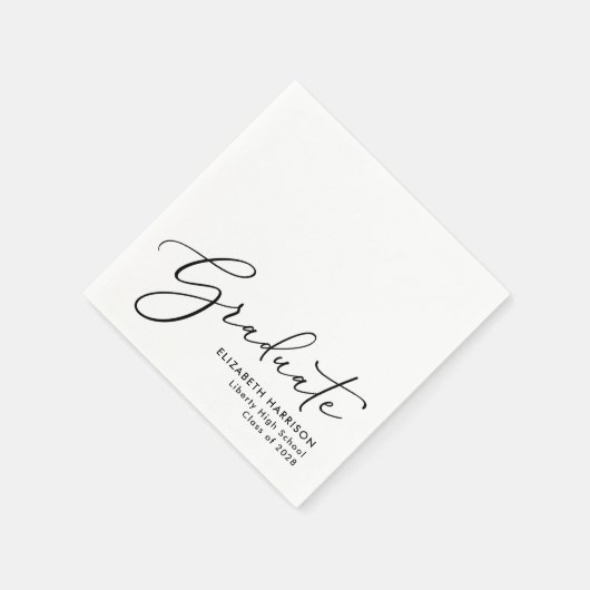 Elegant Script White Graduation Party Servet (Hoek)