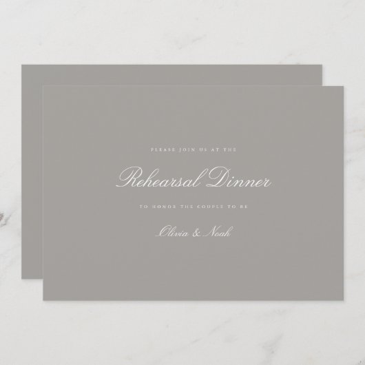 Elegant Script White & Grey Repetitie Diner Kaart (Voorkant / Achterkant)
