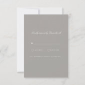 Elegant Script White & Grey RSVP-kaart RSVP Kaartje (Achterkant)