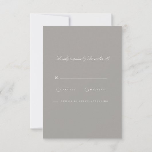 Elegant Script White & Grey RSVP-kaart RSVP Kaartje (Achterkant)