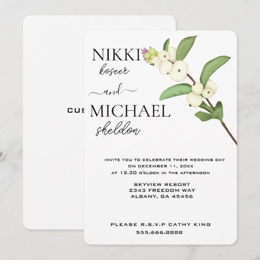 Elegant Script White Lotus Flower Buds Wedding Kaart (Voorkant / Achterkant)