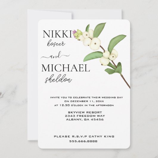 Elegant Script White Lotus Flower Buds Wedding Kaart (Voorkant)