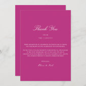 Elegant Script White & Magenta Bedankt Card (Voorkant / Achterkant)