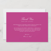 Elegant Script White & Magenta Bedankt Card (Voorkant)