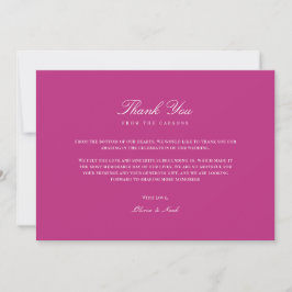 Elegant Script White & Magenta Bedankt Card