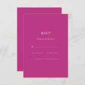 Elegant Script White & Magenta RSVP-kaart RSVP Kaartje (Voorkant / Achterkant)
