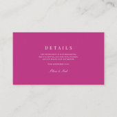 Elegant Script White & Magenta Wedding Details Informatiekaartje (Voorkant)