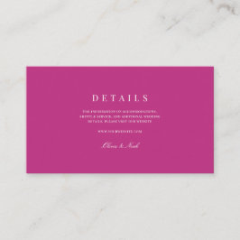 Elegant Script White & Magenta Wedding Details Informatiekaartje
