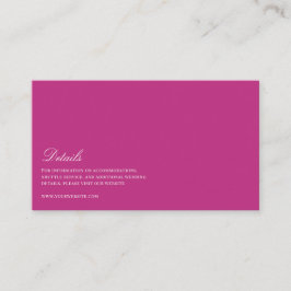 Elegant Script White & Magenta Wedding Details Informatiekaartje